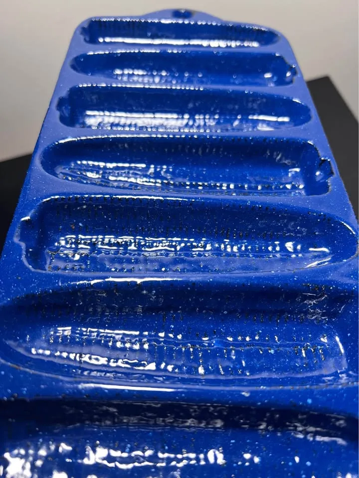 Vintage Lodge blue enameled cast iron corn stick pan image indicator(3)