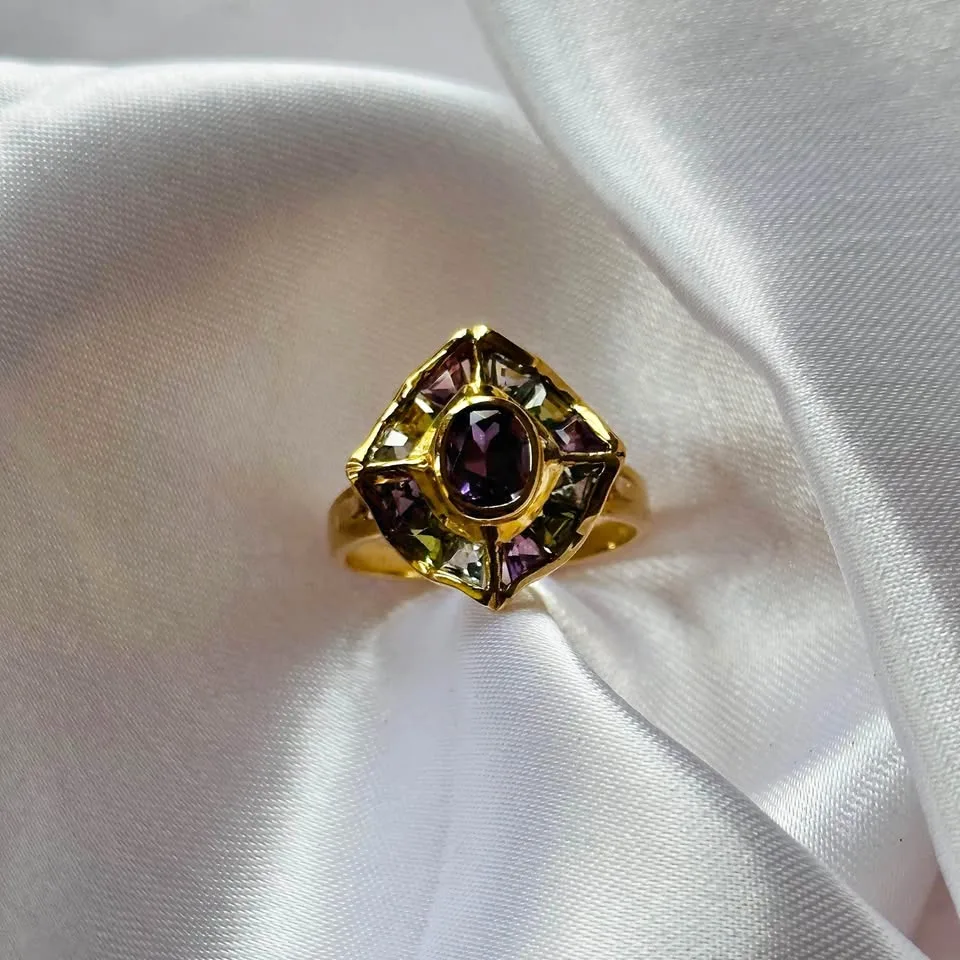 Birthstone 14k solid Gold ring. Size 6 1/2. Natural Amethyst thumbnail