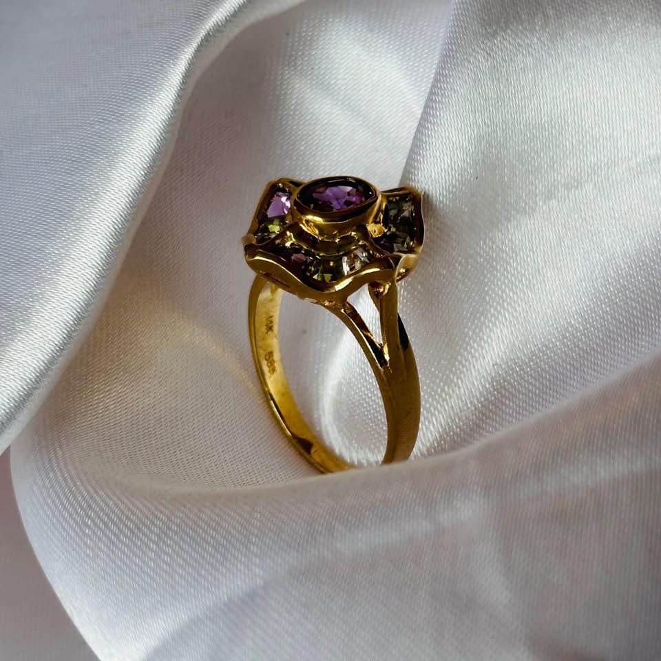 Birthstone 14k solid Gold ring. Size 6 1/2. Natural Amethyst - photo 3