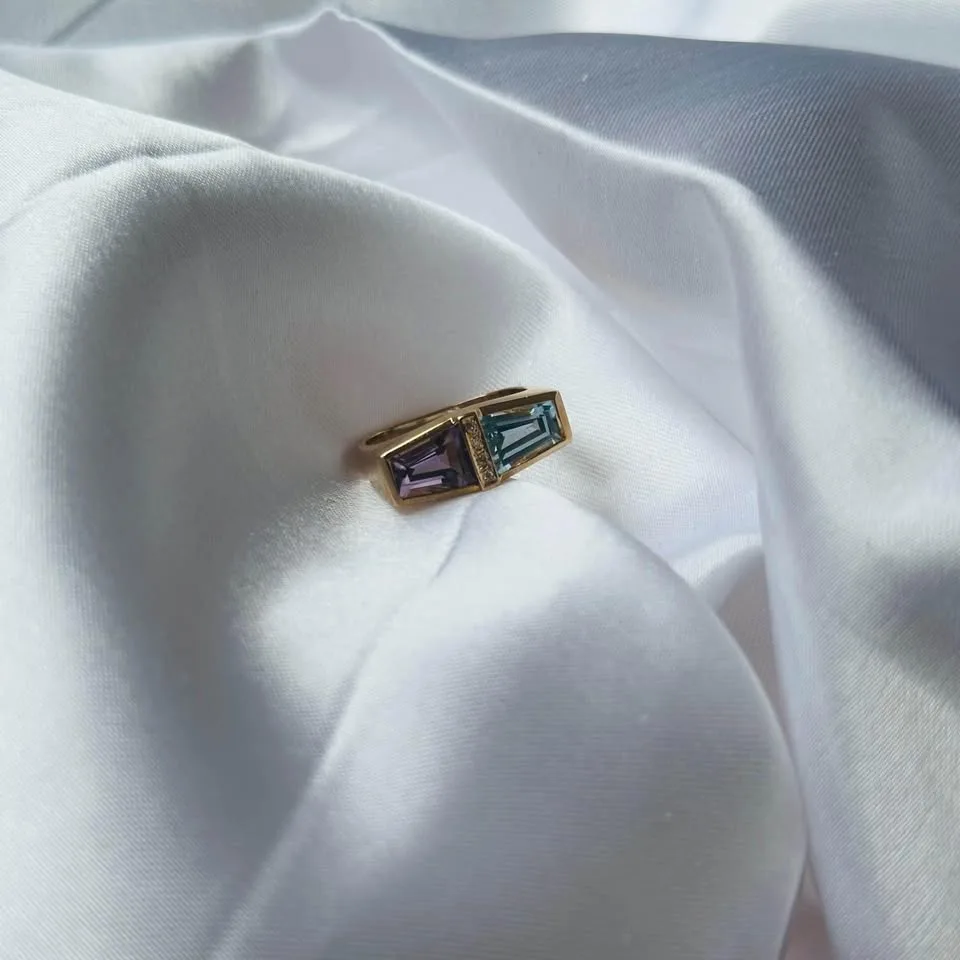 Birthstone 14k solid gold ring. Natural Diamonds - Size 6 1/4 image indicator(5)