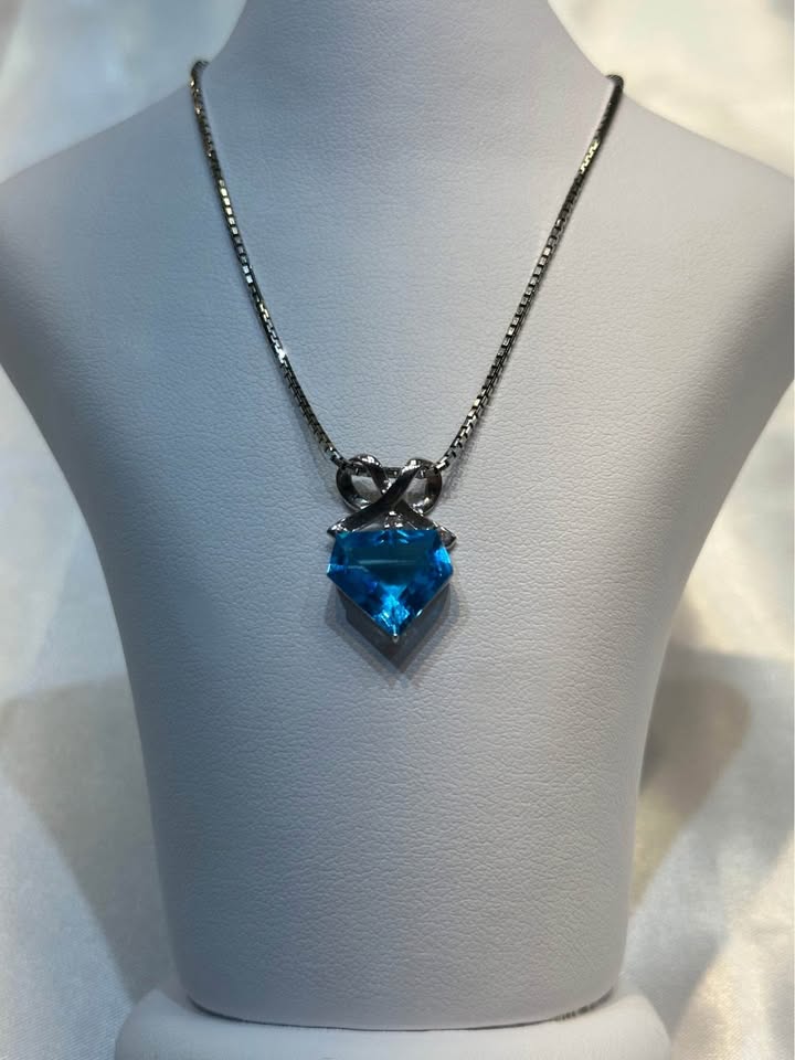 Birthstone 14k gold Blue Topaz Pendant - photo 2