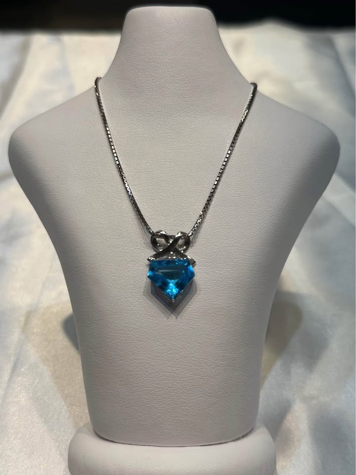 Birthstone 14k gold Blue Topaz Pendant - photo 3