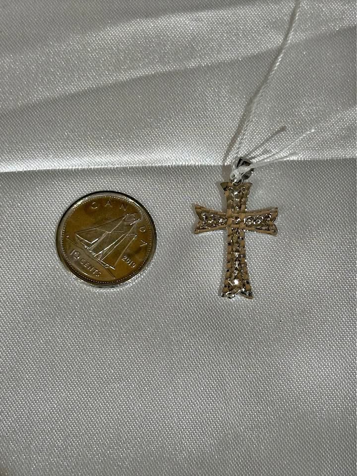 18k solid white gold Cross Pendant