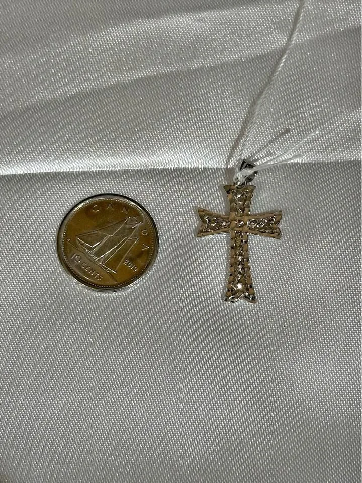 18k solid white gold Cross Pendant thumbnail