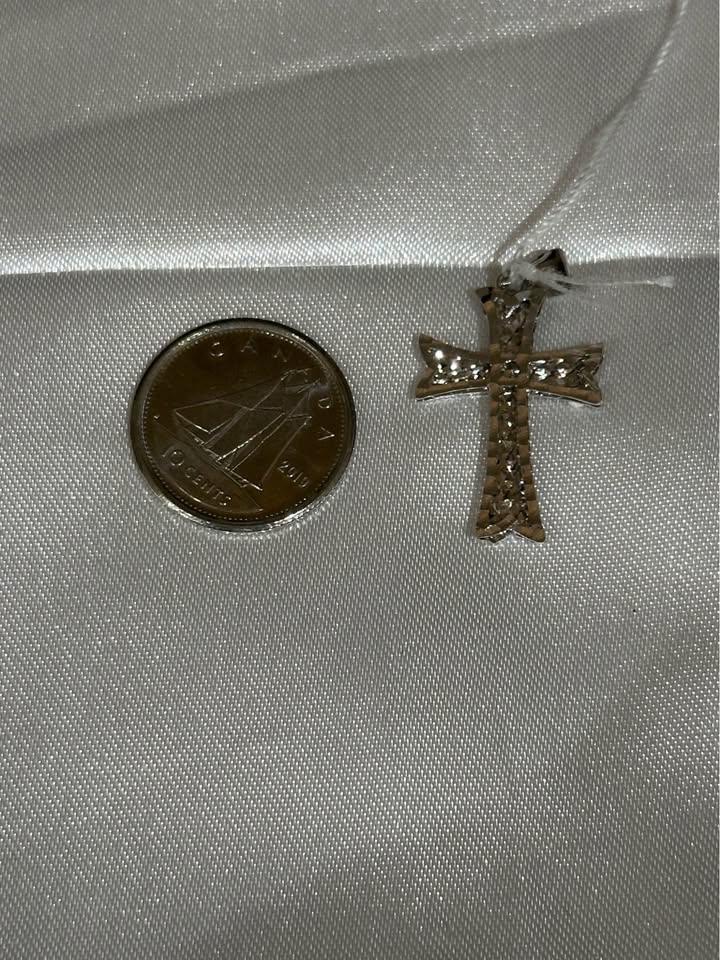 18k solid white gold Cross Pendant - photo 2