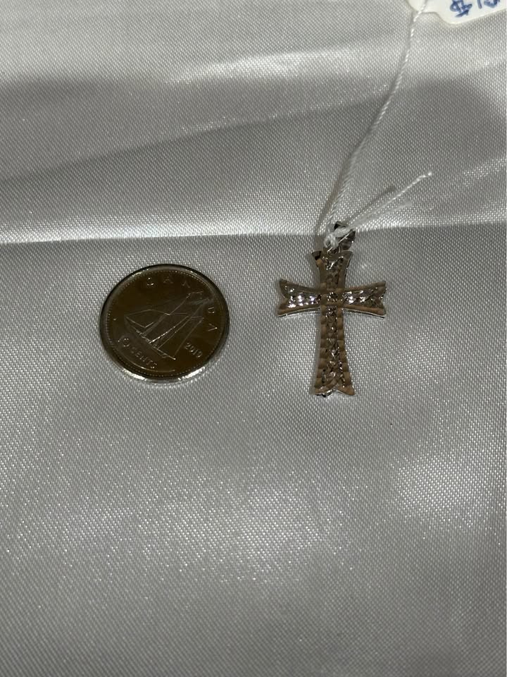 18k solid white gold Cross Pendant - photo 3