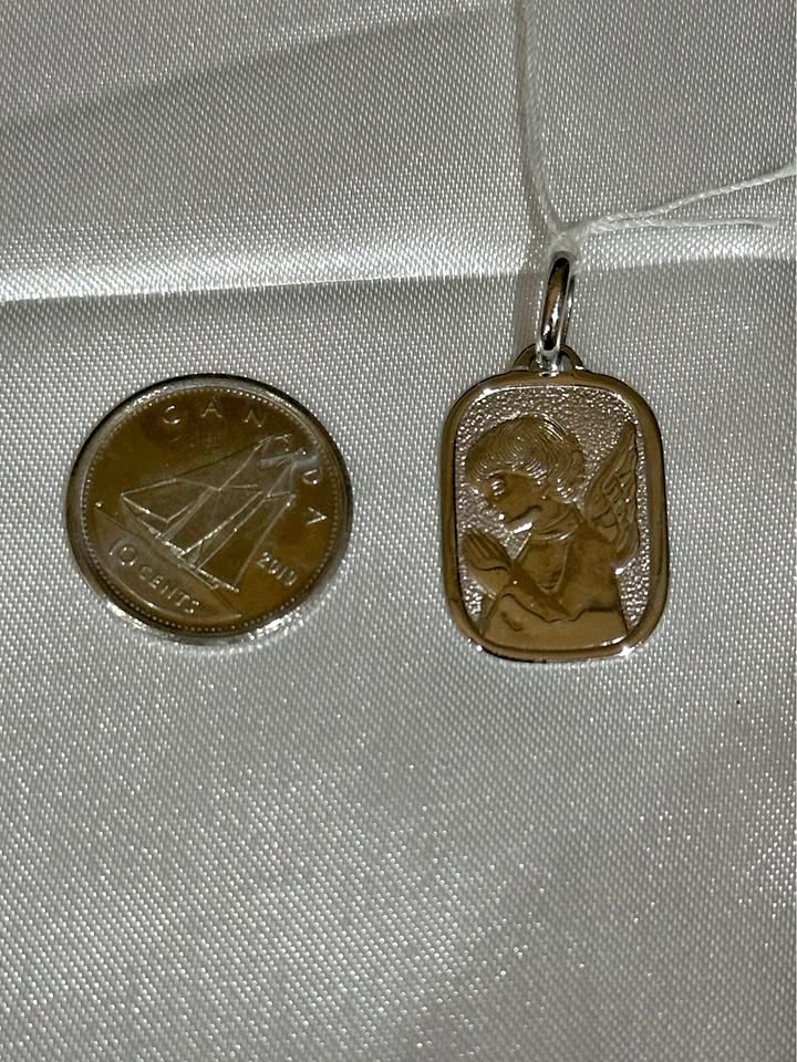 18k solid white gold Angel Pendant