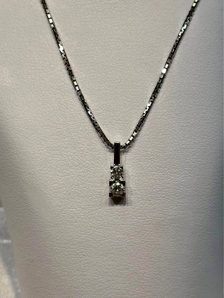 18k Double Diamond Pendant - G colour Diamonds