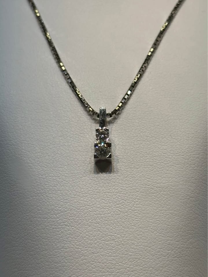 18k Double Diamond Pendant - G colour Diamonds - photo 2