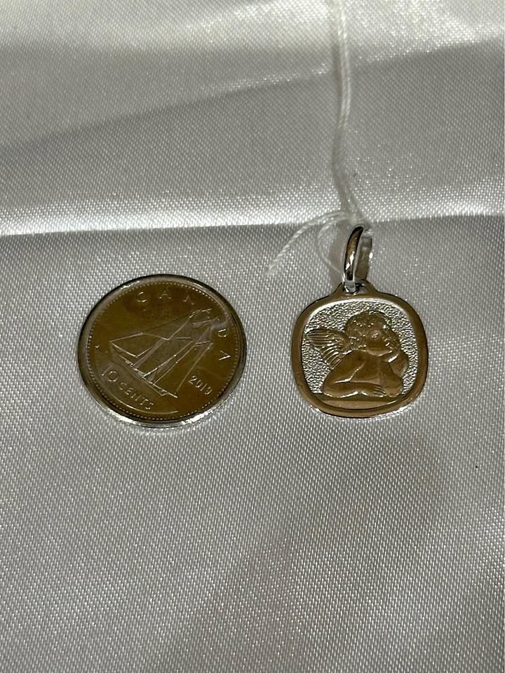 18k solid white gold Angel Pendant