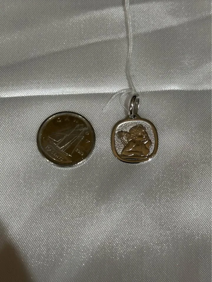 18k solid white gold Angel Pendant image indicator(2)