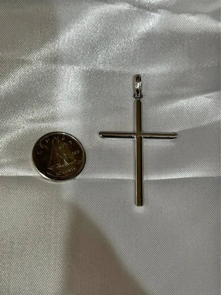 18k solid white gold Cross Pendant thumbnail