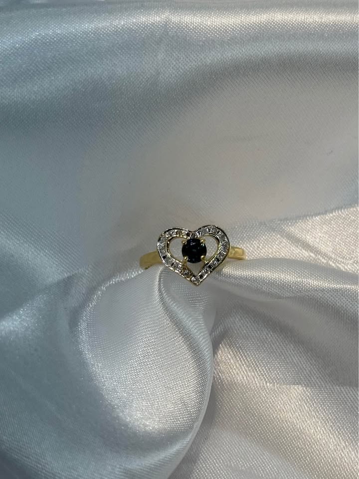 14k Sapphire and Diamond Heart Birthstone Ring - Size 6 1/2 - photo 3