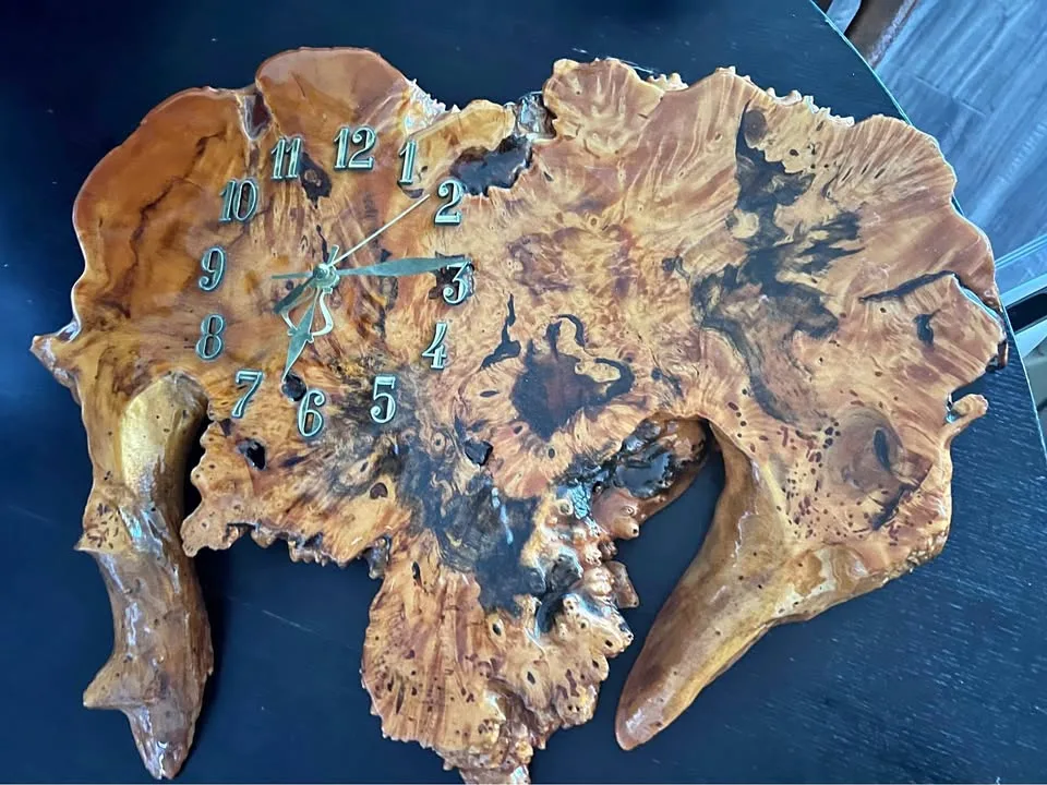 Unique Handcrafted Burl Wood Wall Clock thumbnail