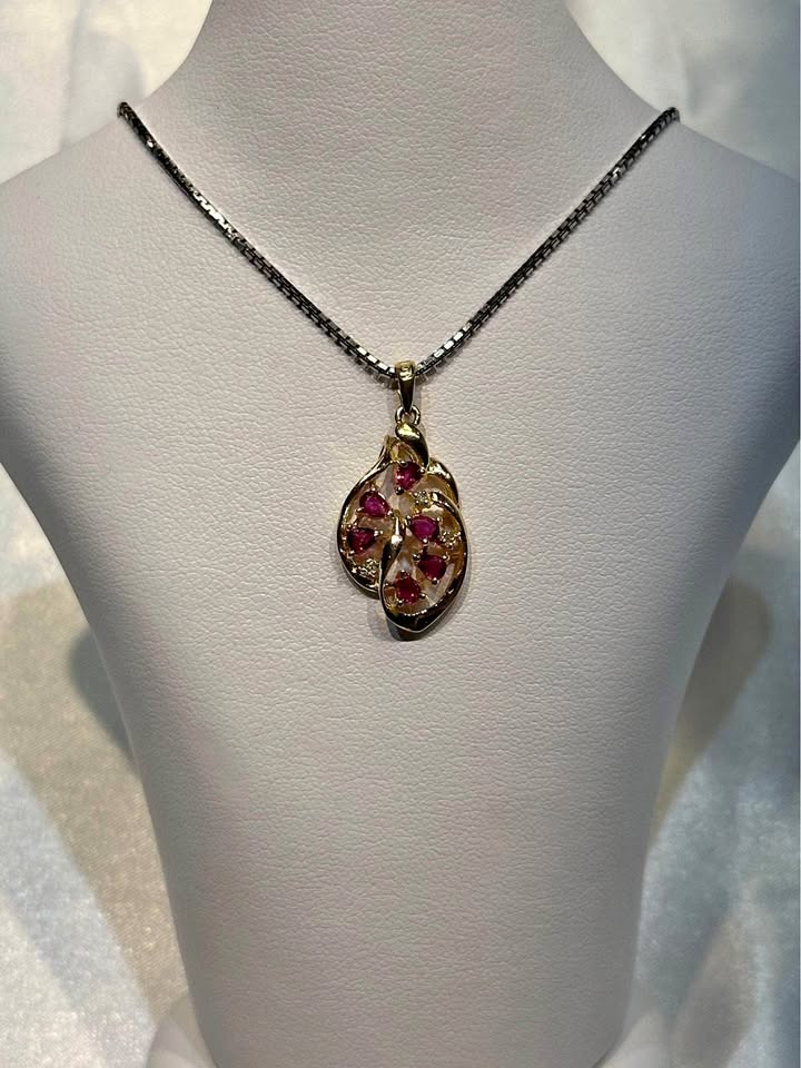 14k Gold Ruby & Diamond Pendant