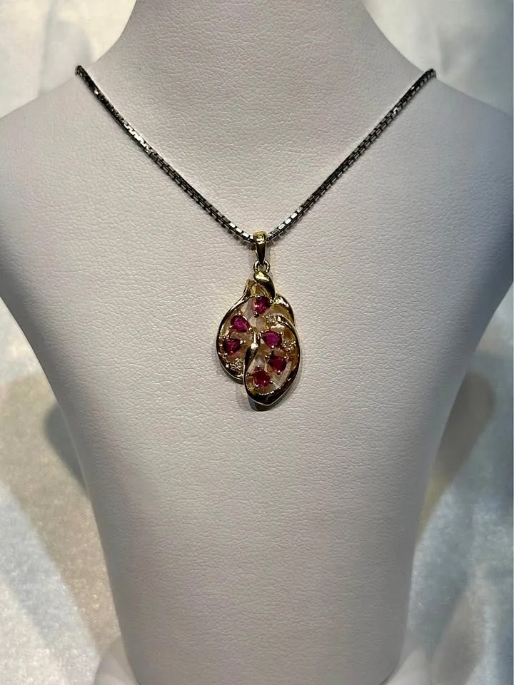 14k Gold Ruby & Diamond Pendant thumbnail
