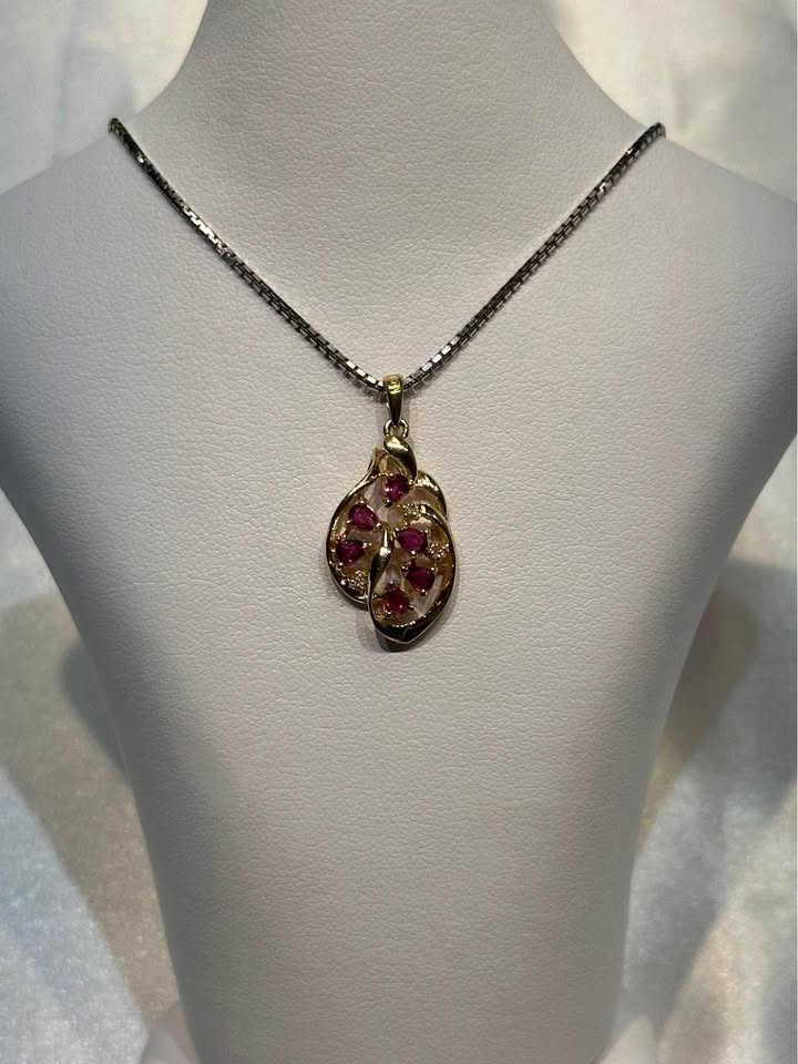 14k Gold Ruby & Diamond Pendant - photo 2