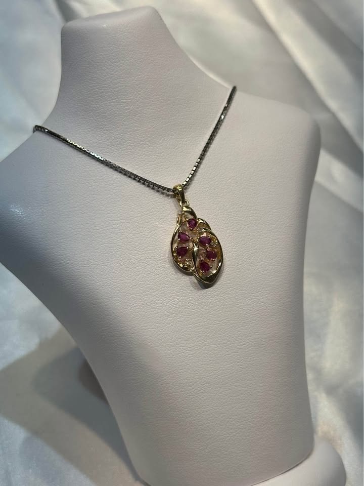 14k Gold Ruby & Diamond Pendant - photo 3