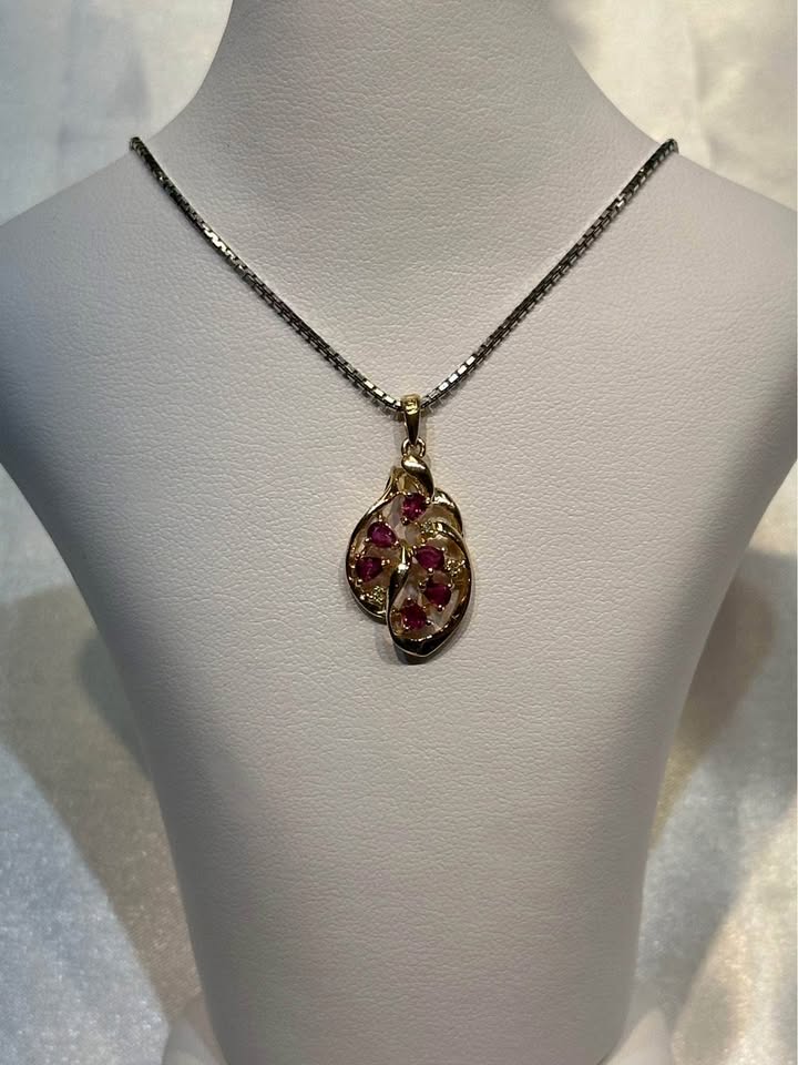 14k Gold Ruby & Diamond Pendant - photo 4