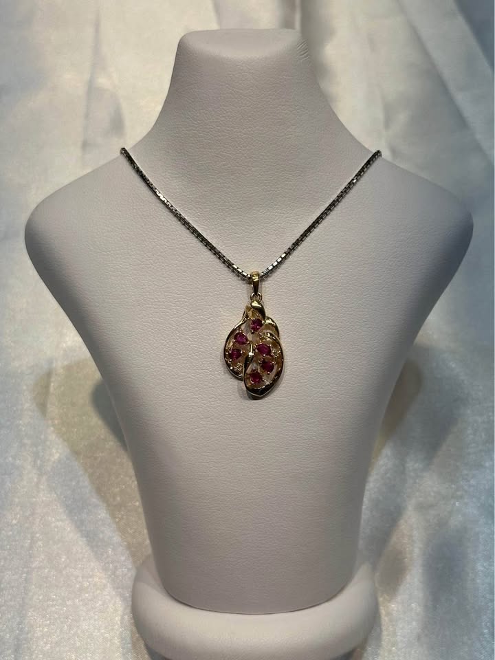 14k Gold Ruby & Diamond Pendant - photo 5