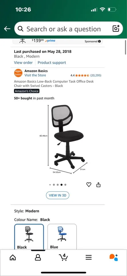 Black computer desk chair in casters. image indicator(3)