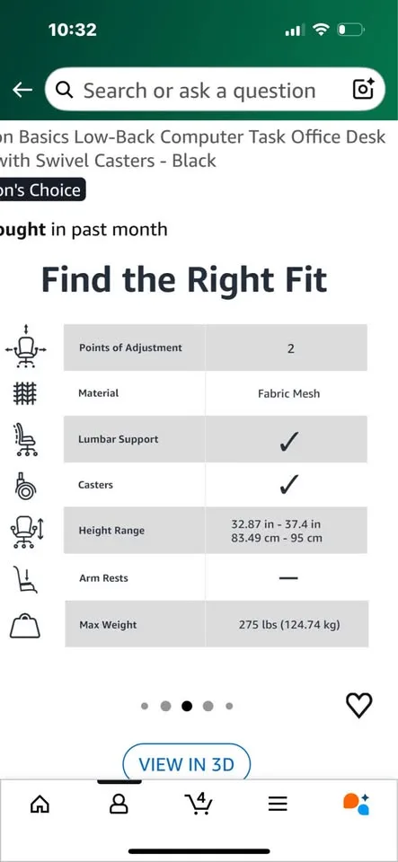 Black computer desk chair in casters. image indicator(4)