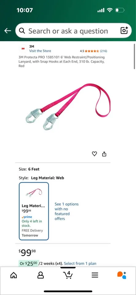 Safety body harness and 6 ft lanyard image indicator(6)