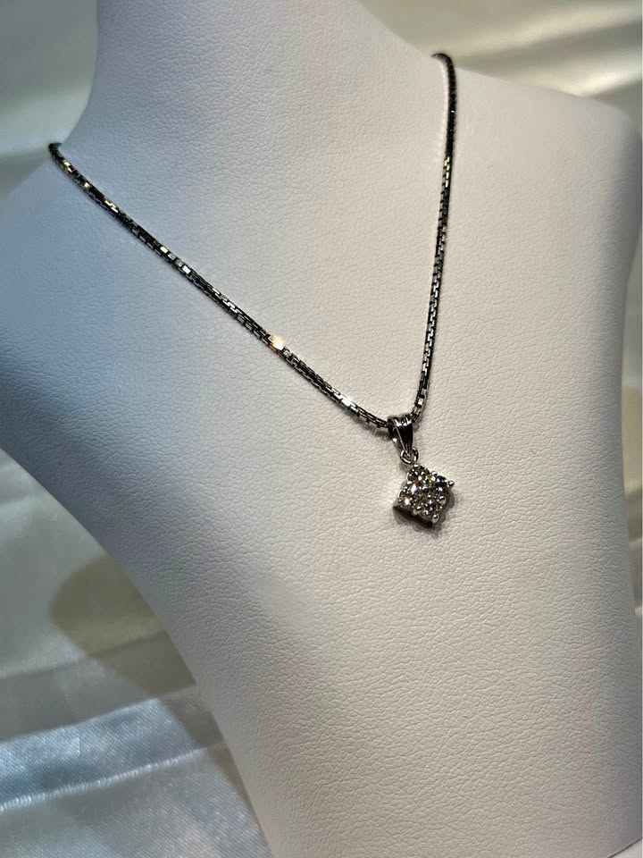 18k Four Natural Diamond Pendant