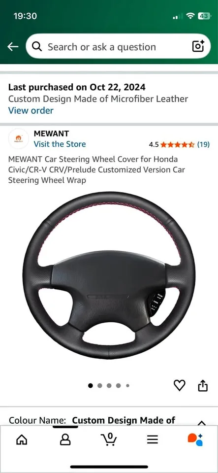 Mewant Car Steering wheel cover for Honda Civic, CRV, Prelude