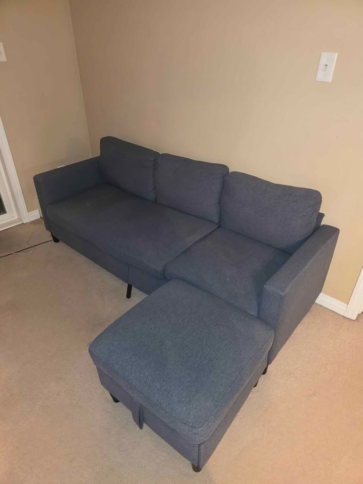 Modern couch with ottoman - photo 2