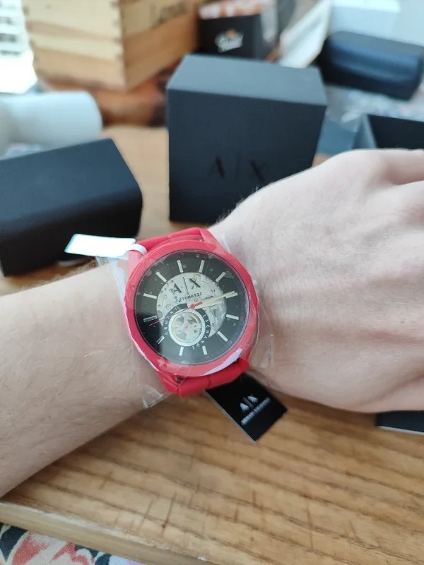 Armani Exchange Watch (skeleton,silicone band,with gift box)