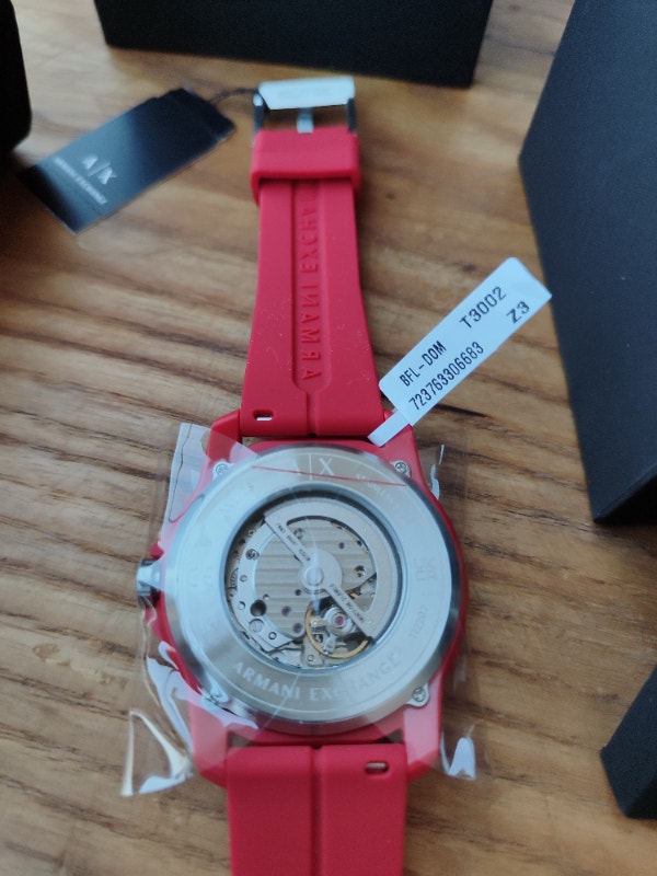 Armani Exchange Watch (skeleton,silicone band,with gift box) - photo 3