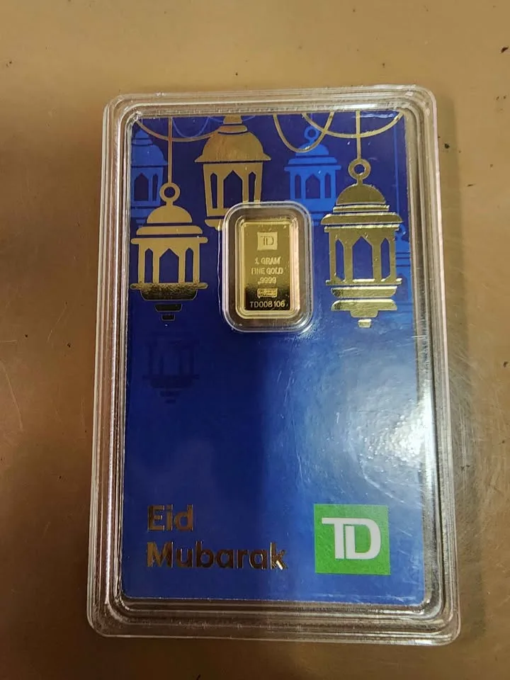 Single gram gold bar in assay card image indicator(7)