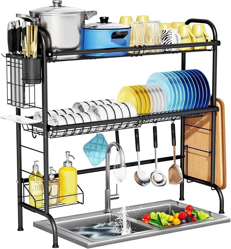 HOWDIA Over The Sink Dish Drying Rack 3-Tier Stainless Steel