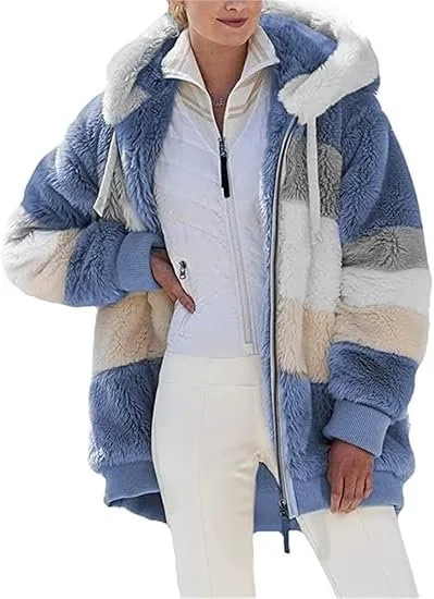 Allmloers Women's Faux Fur Fleece Coat image indicator(3)