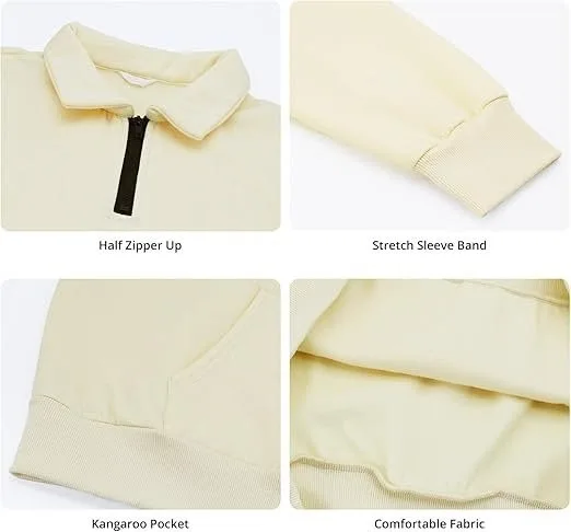 AoMoon Women Half Zip Oversized Sweatshirts Long Sleeve image indicator(2)