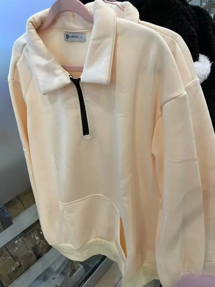 AoMoon Women Half Zip Oversized Sweatshirts Long Sleeve image indicator(5)