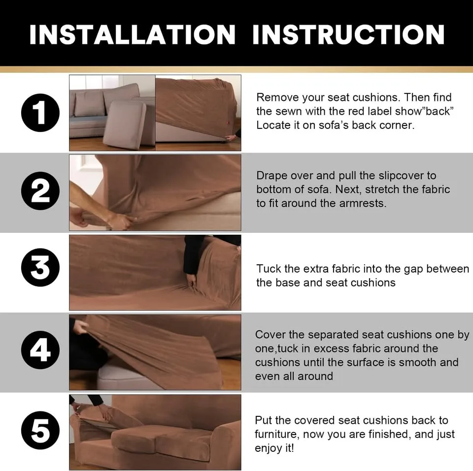 PrinceDeco Velvet Couch Covers (Large, Caramel) image indicator(2)