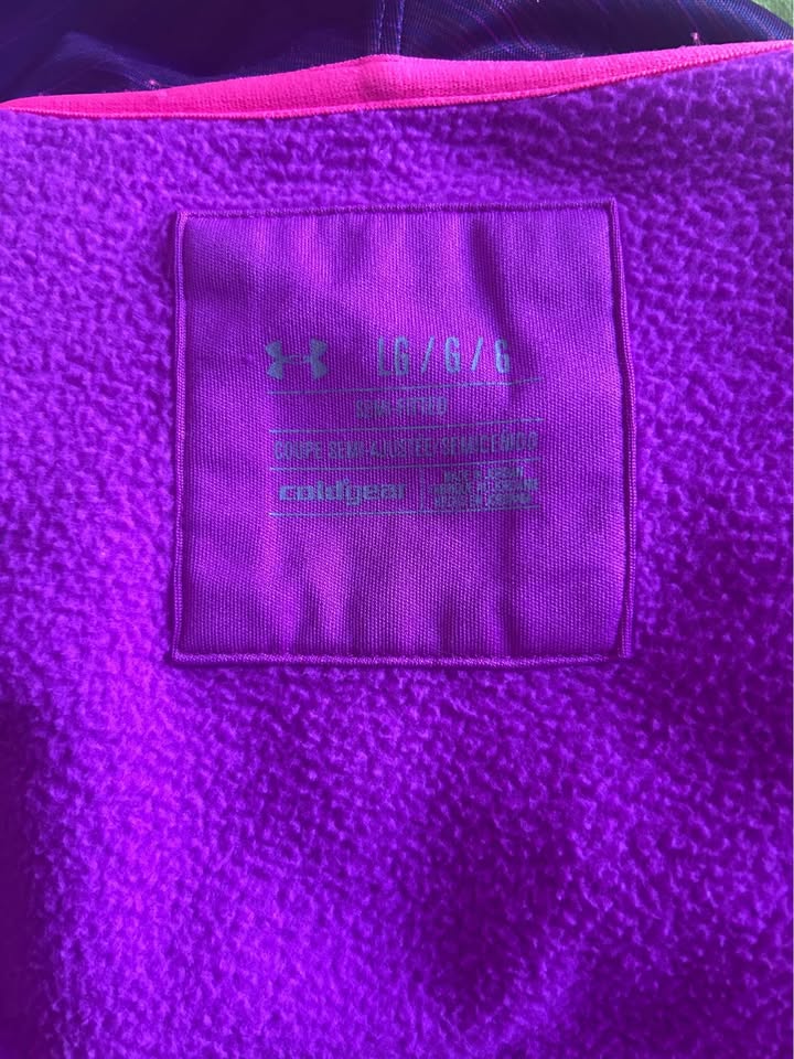 Under Armour Hoodie Womens L Semi-Fitted Purple Fleece Logo Cold - photo 3