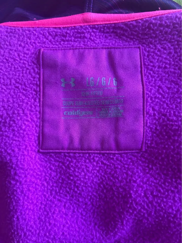 Under Armour Hoodie Womens L Semi-Fitted Purple Fleece Logo Cold image indicator(3)