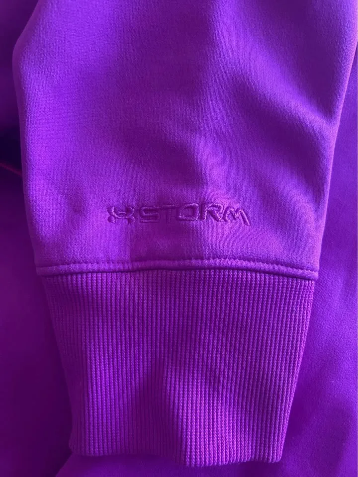 Under Armour Hoodie Womens L Semi-Fitted Purple Fleece Logo Cold image indicator(4)