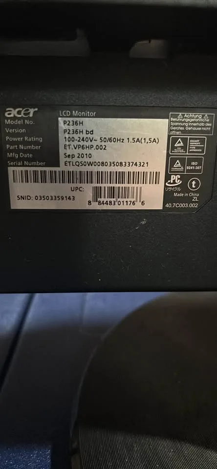 Acer P236H computer monitor image indicator(4)