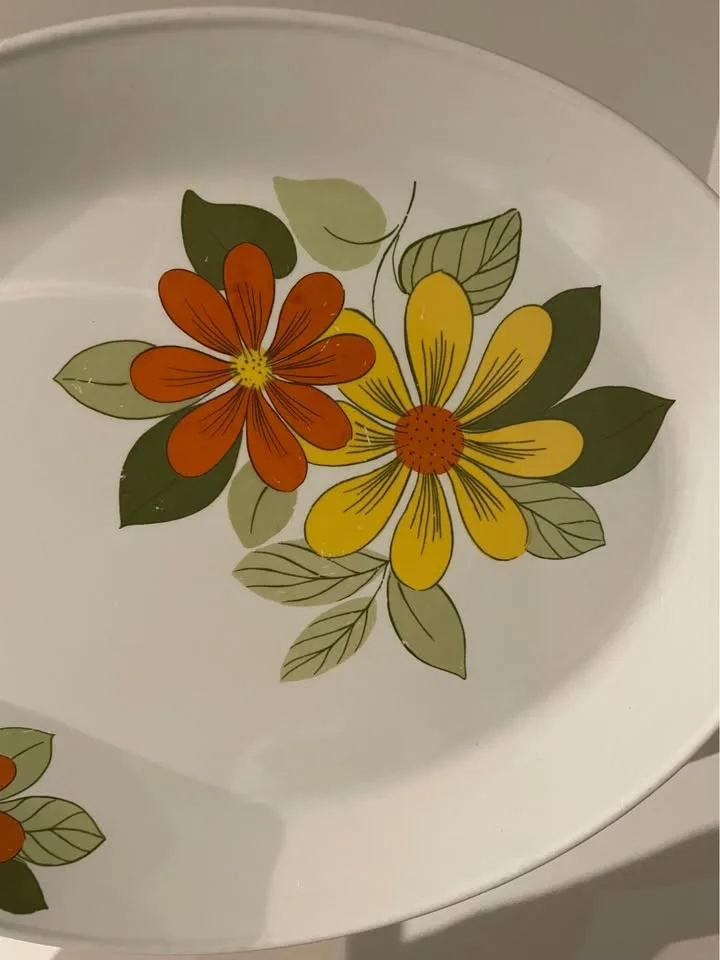 Vintage Floral Serving Platter - 70s Retro Ironstone image indicator(2)