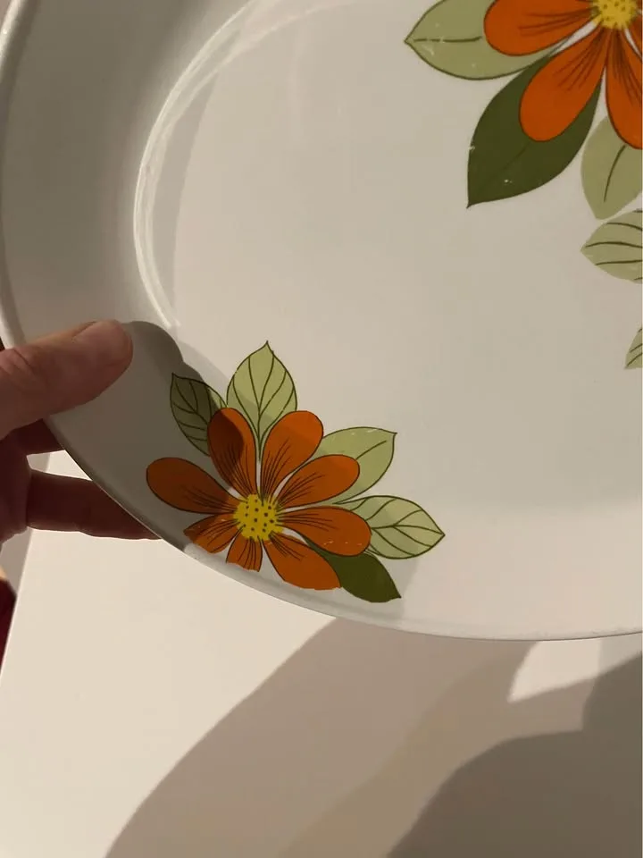 Vintage Floral Serving Platter - 70s Retro Ironstone image indicator(3)