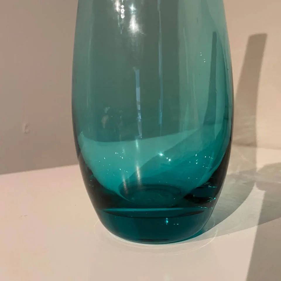 Vintage hand blown turquoise blue glass vases image indicator(3)