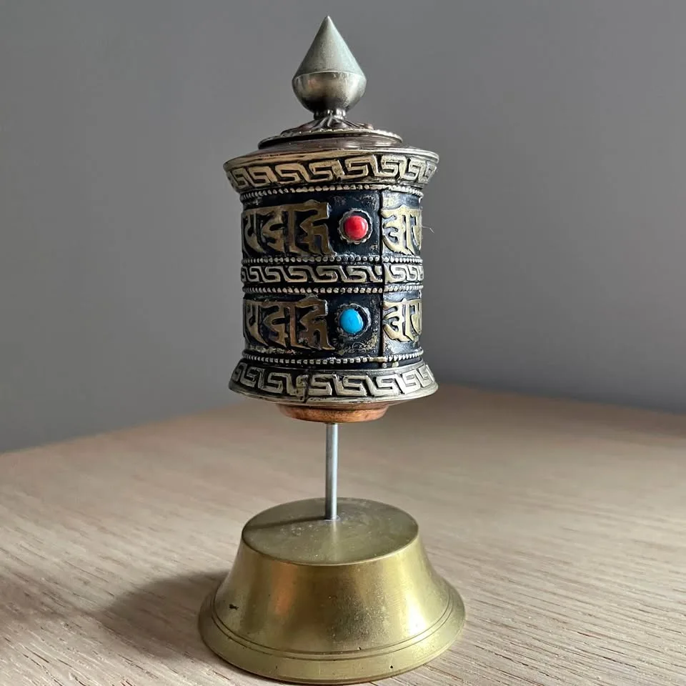 Vintage Brass Tibetan Prayer Wheel