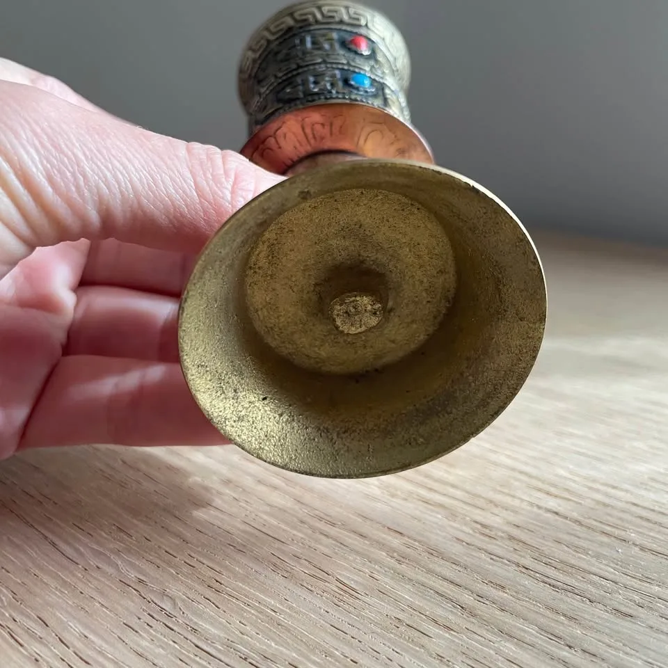 Vintage Brass Tibetan Prayer Wheel image indicator(3)