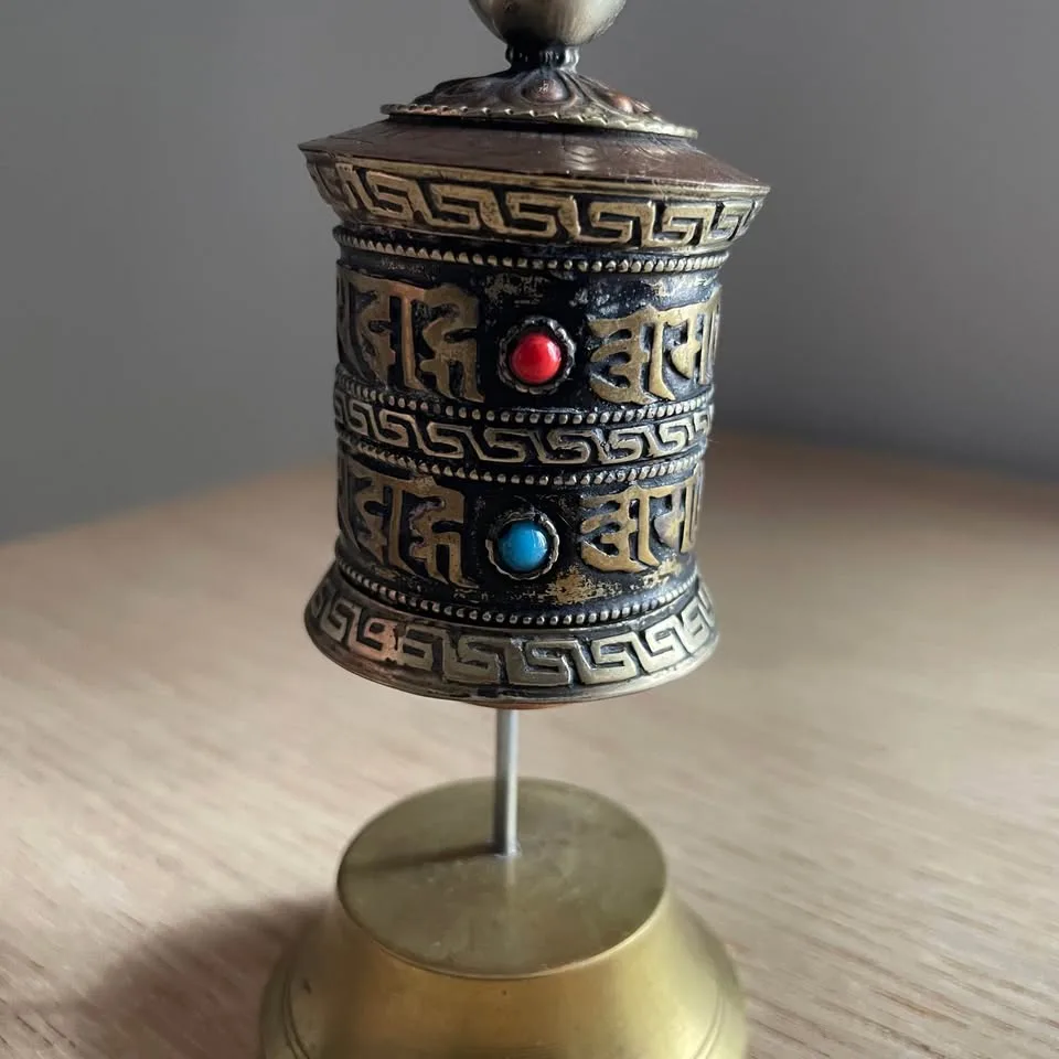 Vintage Brass Tibetan Prayer Wheel image indicator(4)