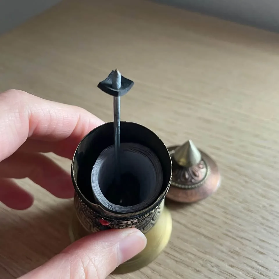 Vintage Brass Tibetan Prayer Wheel image indicator(5)