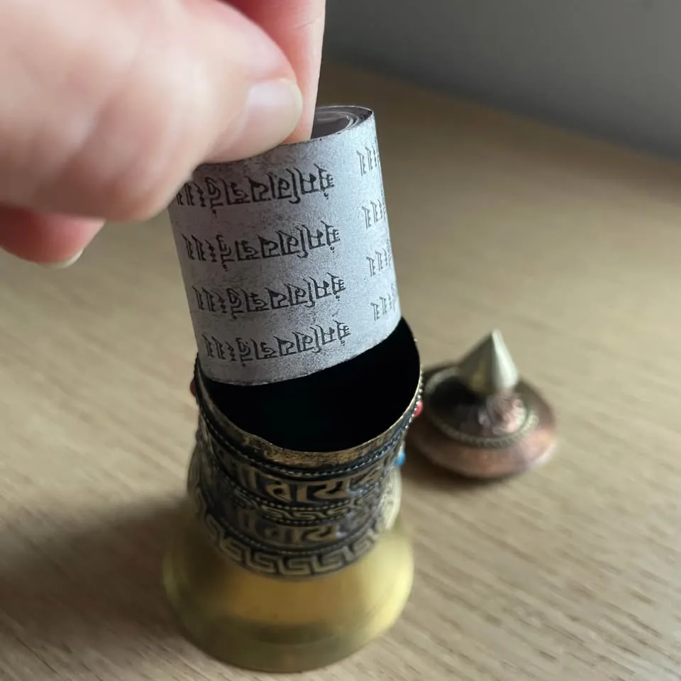 Vintage Brass Tibetan Prayer Wheel image indicator(6)